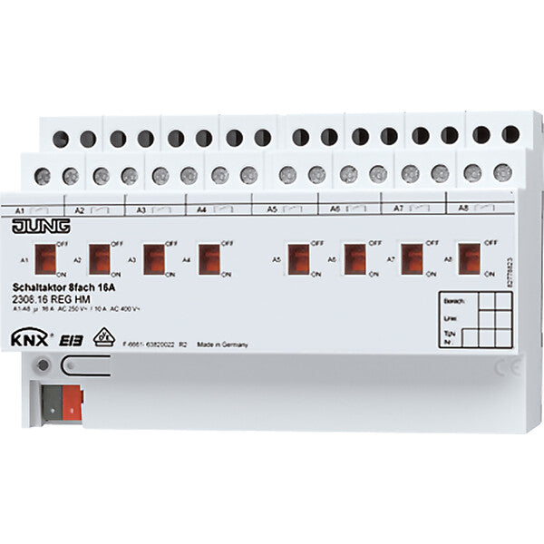 JUNG KNX Schaltaktor 8-fach REG Gehäuse 8TE 2308.16 REGHM